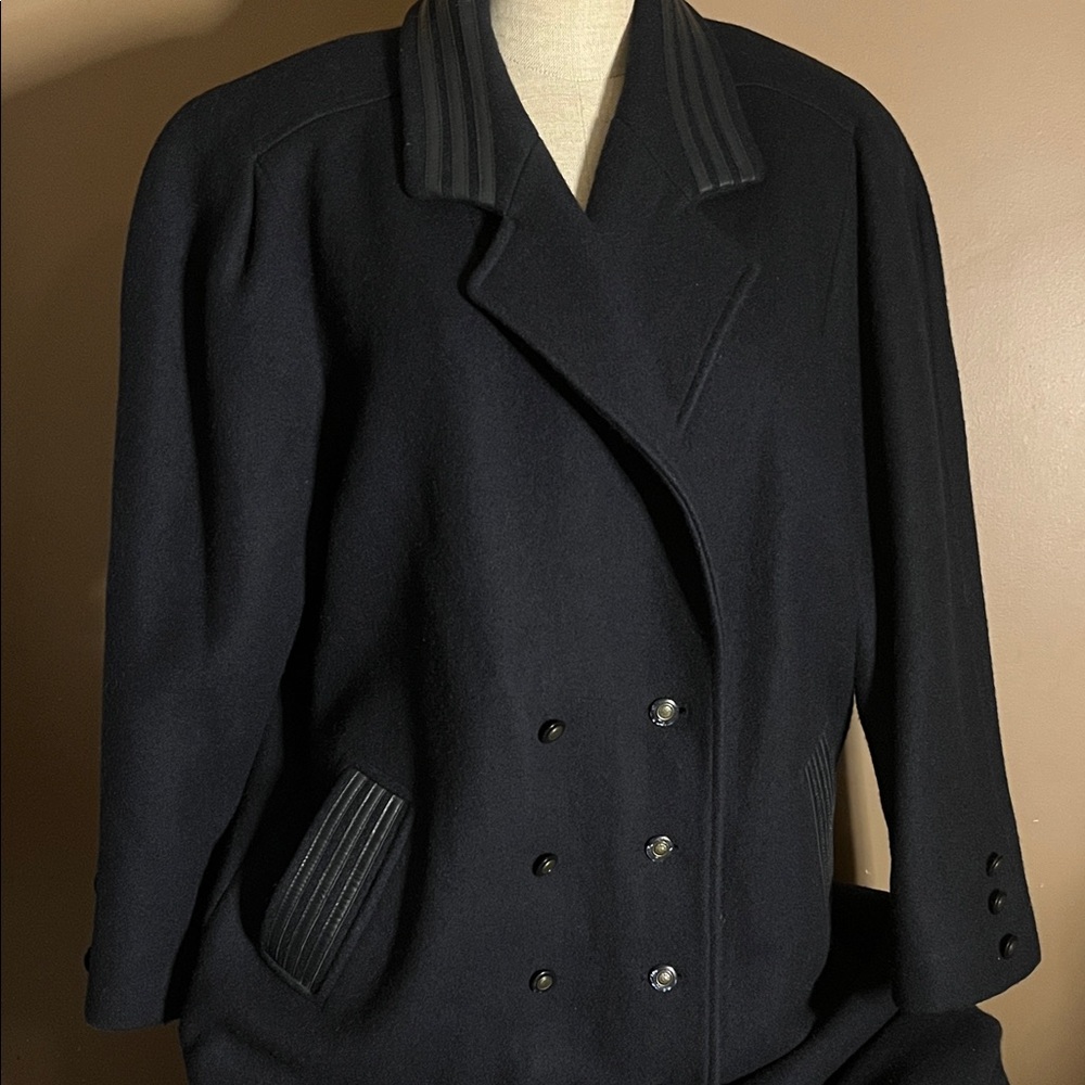😄Vintage wool blend coat Collection Elegante black